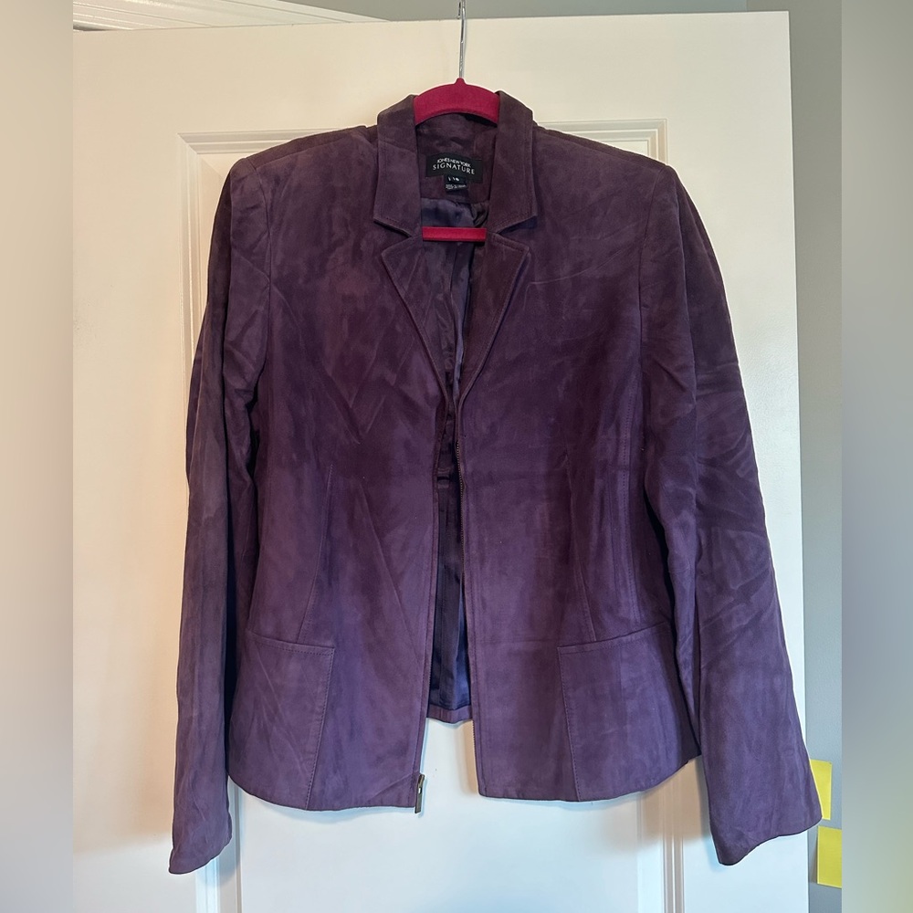 Jones New York 100% Leather Purple Jacket